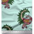 thumbnail image 1 of Soimoi Moss Georgette Fabric Peacock Block Print Sewing Fabric Yard 42 Inch Wide, 1 of 3