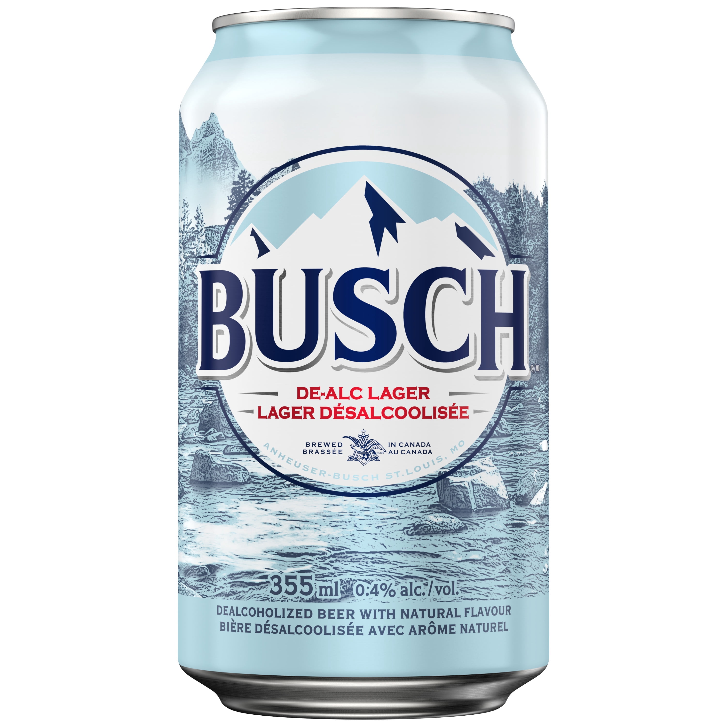 Busch De-alcoholized Beer, 355mL Cans, Smooth Taste, 0.4% Alcoholic Beer