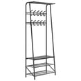 thumbnail image 2 of Coat Rack Shoe Bench, 4-in-1 Hall Trees Entryway Bench with Coat Rack and Shoe Rack, Wood Look Accent Furniture with Steel Frame Storage Shelf and Hanging Bar, Industrial, Rustic Brown & Black, 2 of 9