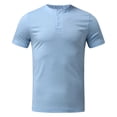 thumbnail image 5 of BOBOGOJP T-Shirts de Mode pour Hommes Manches Courtes Col Rond Hauts de Travail Couleur Unie Chandail (Bleu,G), 5 of 5