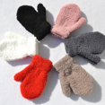 thumbnail image 2 of Children Kid Autumn Winter Warm Mittens Solid Color Full Finger Plush Gloves, 2 of 10