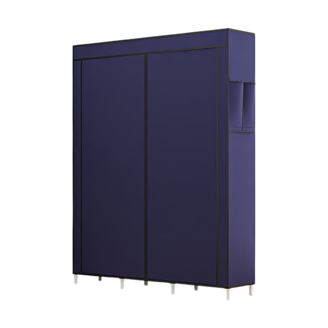 Blue Dustproof Closet Wardrobe Multifunctional Fabric Storage Cabinet Assembly Organizer For Home Bedroom Portable Space Saving Storage Solution Easy Setup W-865 Blue