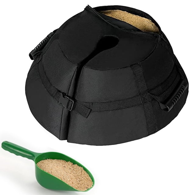 Sac de Poids de Base pour Parasol 600D Sacs de Sable Résistants aux Intempéries Support de Parasol Noir avec Pelle pour Cour Extérieure