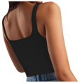 thumbnail image 1 of Timegard Womens Camis Tops Ribbed Square Neck Sleeveless Crop Top Solid Color Casual Going out Tank Top, 1 of 6