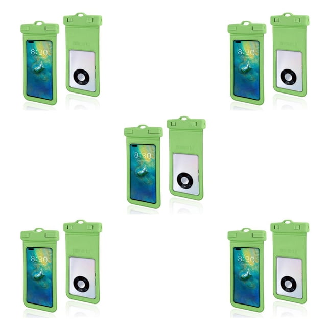 Transemion Waterproof Phone Pouch Diving Dry Bag Universal Cellphone Document Case Green 5Set