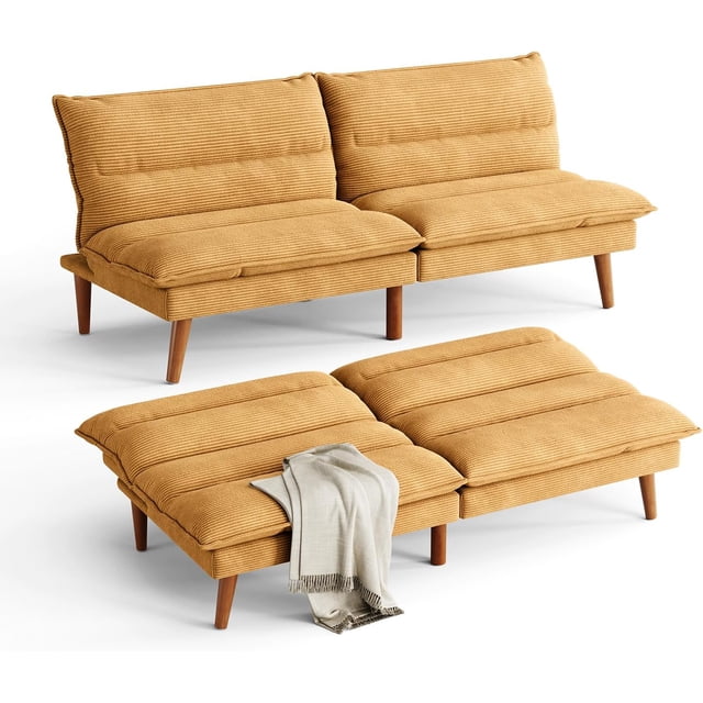 Homall Futon Sofa Bed with Adjustable Backrest & Five Angles Adjustable Armrests Sofa Couch for Small Spaces Living Room Office