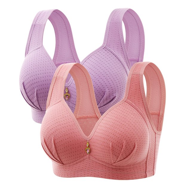 DecSea 2PC Woman's Embroidered Glossy Comfortable Breathable Bra Underwear No Rims