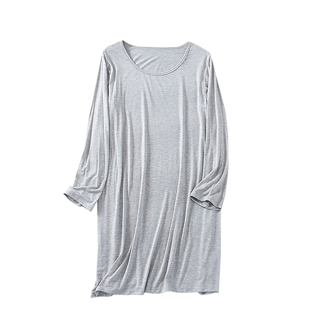 Kaemgyyd Chemises de Nuit à Manches Longues pour Femmes Grande Taille, Robe de Nuit Douce à Col Ras du Cou, Tenue de Détente, Chemises de Nuit Confortables, Vêtements de Nuit