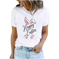 thumbnail image 2 of EGNMCR Chemise de Pâques pour Femmes Imprimé de Pâques T-shirt Col Rond Mode et Confortable Haut Manches Courtes Col Rond T-Shirts pour Femmes, 2 of 7
