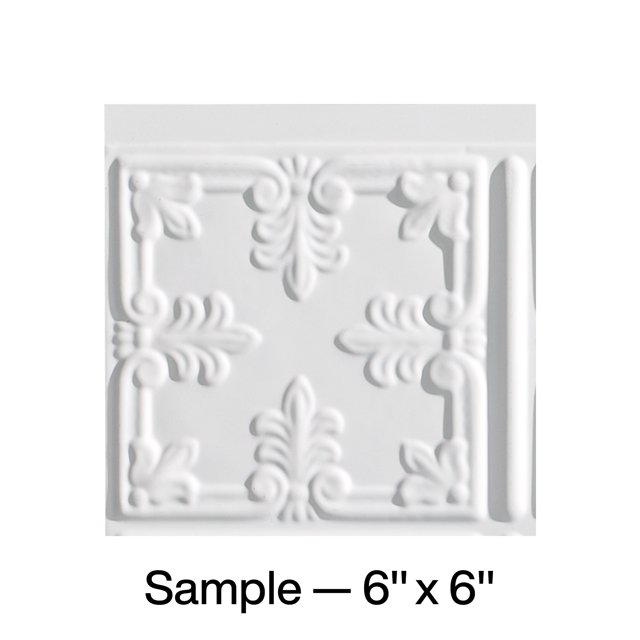 FASÄDE Traditional Style 10 Decorative Vinyl Backsplash Panel in Matte White (6X6 Inch Sample)