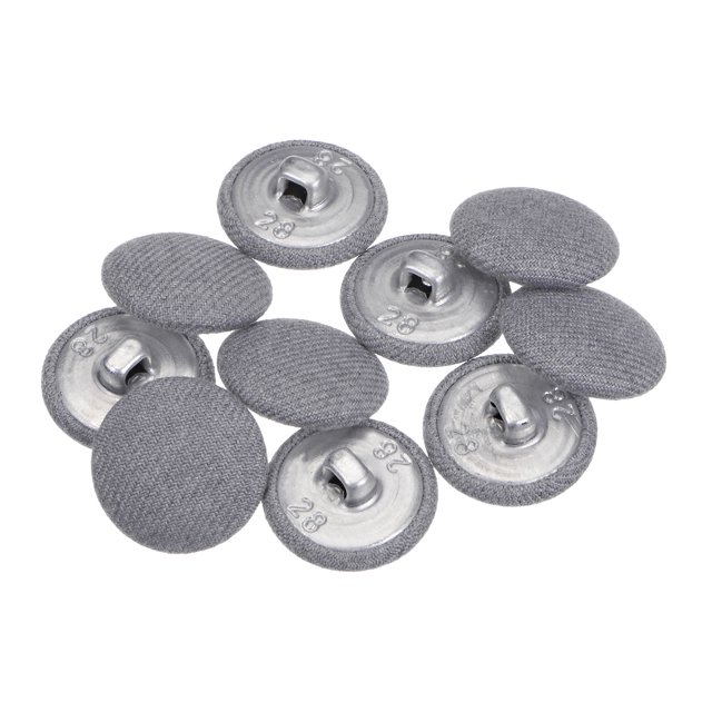 Unique Bargains 10pcs 28L Fabric Cloth Covered Button 18mm Round Metal Shank Sewing Buttons for Suits Dress Blouses, Grey