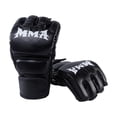 thumbnail image 1 of Gants de Boxe Demi-Doigt en Cuir PU, Kickboxing Arts Martiaux, Support de Poignet Réglable, 1 of 7