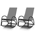 thumbnail image 1 of Gymax Lot de 2 Chaises Berçantes d'Extérieur 2-en-1 avec Dossier Réglable à 4 Positions, Accoudoirs Courbés, Gris, 1 of 10