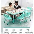 thumbnail image 1 of GloryStar in 1 Kids Table and 6 Chair Set, Height Adjustable Kids Study Table and Chairs Sets with Graffiti Desktop, Non-Slip Legs, 7pcs Toddler Activity Desk for Classroom, Daycare and Snake Time, 1 of 7