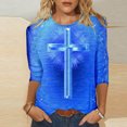 thumbnail image 1 of Xihbxyly Hauts pour Femmes Manches 3/4 T-shirt Imprimé Col Rond de Pâques Manches 3/4 Chandail Col Rond Articles en Liquidation, 1 of 4