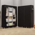 thumbnail image 4 of Black Dustproof Closet Wardrobe Multifunctional Fabric Storage Cabinet Assembly Organizer For Home Bedroom Portable Space Saving Storage Solution Easy Setup W-865 Black, 4 of 6