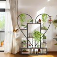 thumbnail image 4 of UNHO 2 PCS Half Heart-Shaped Plant Holder Multilayer Patio Flower Racks Display Shelf with Hooks for Home Patio Lawn-S, 4 of 12