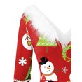 thumbnail image 4 of FOCUSNORM Robe de Noël Juniors pour Femmes Manches Longues en Peluche Col en V Dessin Animé Fête Midi, 4 of 8