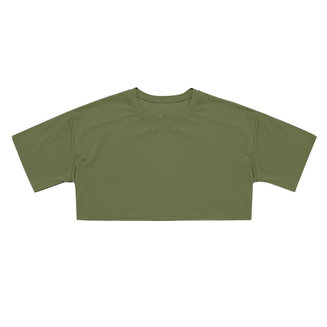Crop Tops For Girls Short Sleeve Shirt Girls Summer Tops Neck Slim Fit Tops Basic Tee