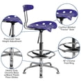 thumbnail image 2 of Vibrant Deep Blue and Chrome Drafting Stool with Tractor Seat, 2 of 9