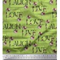thumbnail image 1 of Soimoi Green Moss Georgette Fabric Floral Love Text Printed Craft Fabric by the Yard 44 Inch Wide, 1 of 5