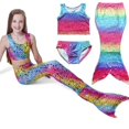 thumbnail image 3 of Kids Girls Mermaid Tail Swimmable Bikini Set Swimwear Swimsuit Swimming Costumes 4-8T, 3 of 5