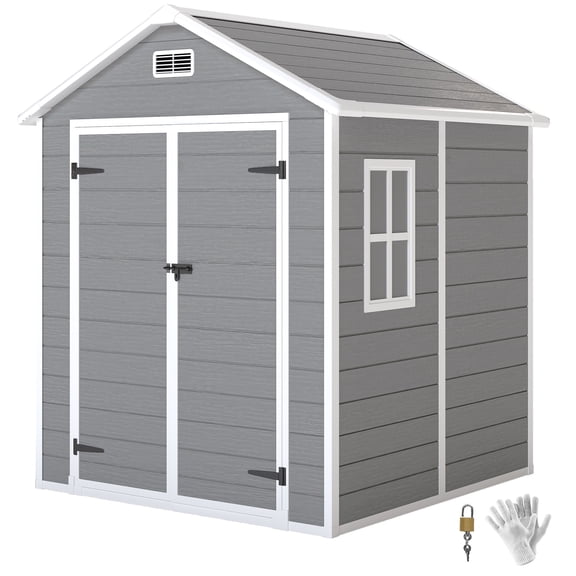Outsunny Remise de Rangement en Plastique 6 Pieds x 5 Pieds avec Plancher, Fenêtre, Portes Verrouillables