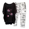 thumbnail image 2 of Ensembles de Gym pour Femmes 2 Pcs T-Shirt à Col Rond Imprimé à Manches Mi-Longues à Enfiler Hauts + Pantalon Ensemble de Pantalons Ensembles Assortis en Liquidation, 2 of 5