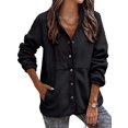 thumbnail image 1 of REDHOTYPE Women's Button Long Sleeve Brushed Jacket Coats with Pockets, 1 of 4