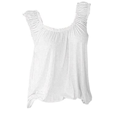 VEKDONE Débardeurs Sans Manches pour Femmes Couleur Unie Col Carré Larges Bretelles Débardeurs Coupe Ample Léger Chandail Extensible Respirant Blouse Blanche Petite