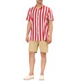 thumbnail image 2 of INSPIRE CHIC Chemise à Rayures pour Hommes Manches Courtes à Blocs de Couleur Chemise de Plage TG Rouge, 2 of 7