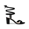 thumbnail image 3 of BLISSFUL STEP Women's Open Toe Lace up Block High Heels Sandals Black 8, 3 of 8