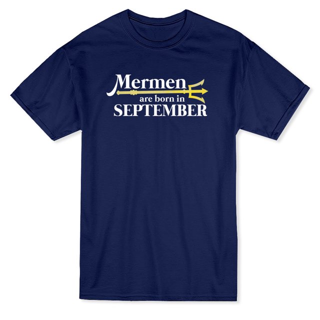 Mermen Born In September Cool And Trendy Birthday Men's Navy T-shirt