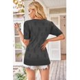 thumbnail image 4 of Arach&Cloz Women's V-Neck Short Sleeve Special Rib Knitted Pattern Casual Tops Sweater Spring Summer 2025, 4 of 5
