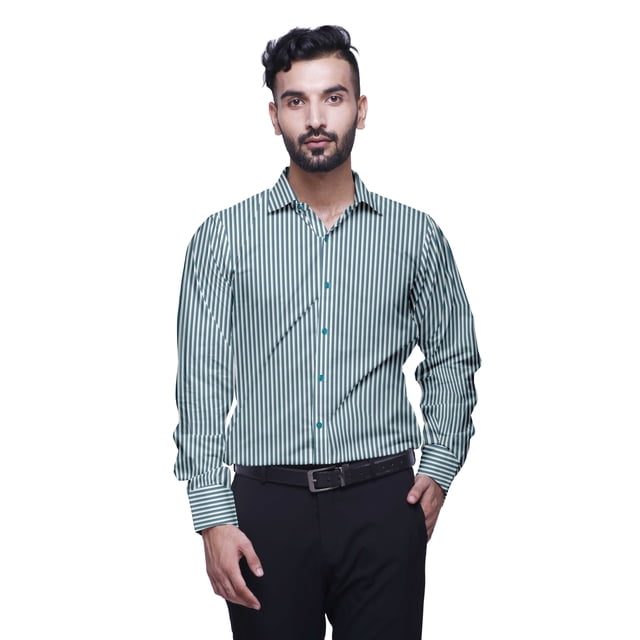 BESTMAN Formal Shirts For Men Slim Fit Printed Full Sleeve Shirts For Men
