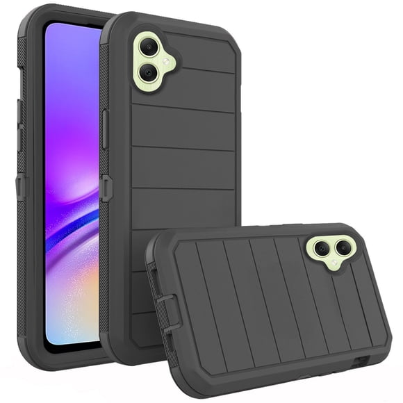 Asuwish Compatible avec Samsung Galaxy A05 Étui de Téléphone Hybride Robuste Antichoc Rigide Protecteur Antichute Corps Complet Robuste Étui Mobile Cellulaire pour Ao5 A 05 Femmes Hommes Noir