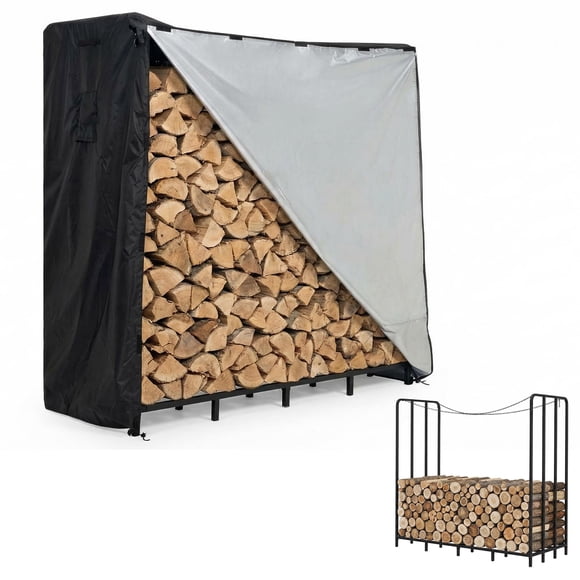 Support Extérieur Robuste pour Bois de Chauffage - Porte-Bûches Surélevé en Acier - Organisateur de Rangement Durable et Résistant aux Intempéries - pour Patio, Foyer et Jardin - Support pour Bois de Chauffage 700 6 Pi + Housse Imperméable