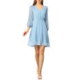 thumbnail image 2 of INSPIRE CHIC Women's Solid Cute V Neck Half Sleeve Flowy A-Line Chiffon Dress, 2 of 7