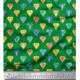 thumbnail image 1 of Soimoi Green Rayon Fabric Diamond Geometric Printed Fabric 1 Yard 42 Inch Wide, 1 of 5