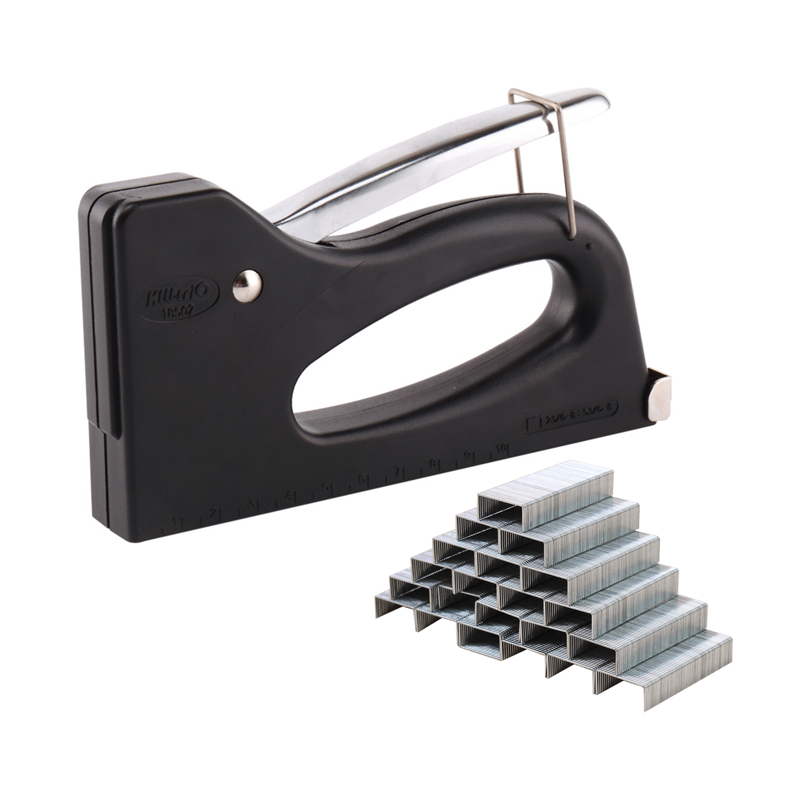 Stapler with 1000 door staples, manual stapler, light-duty stapler, suitable for crafts and decorative materials, fixing woodworking furniture