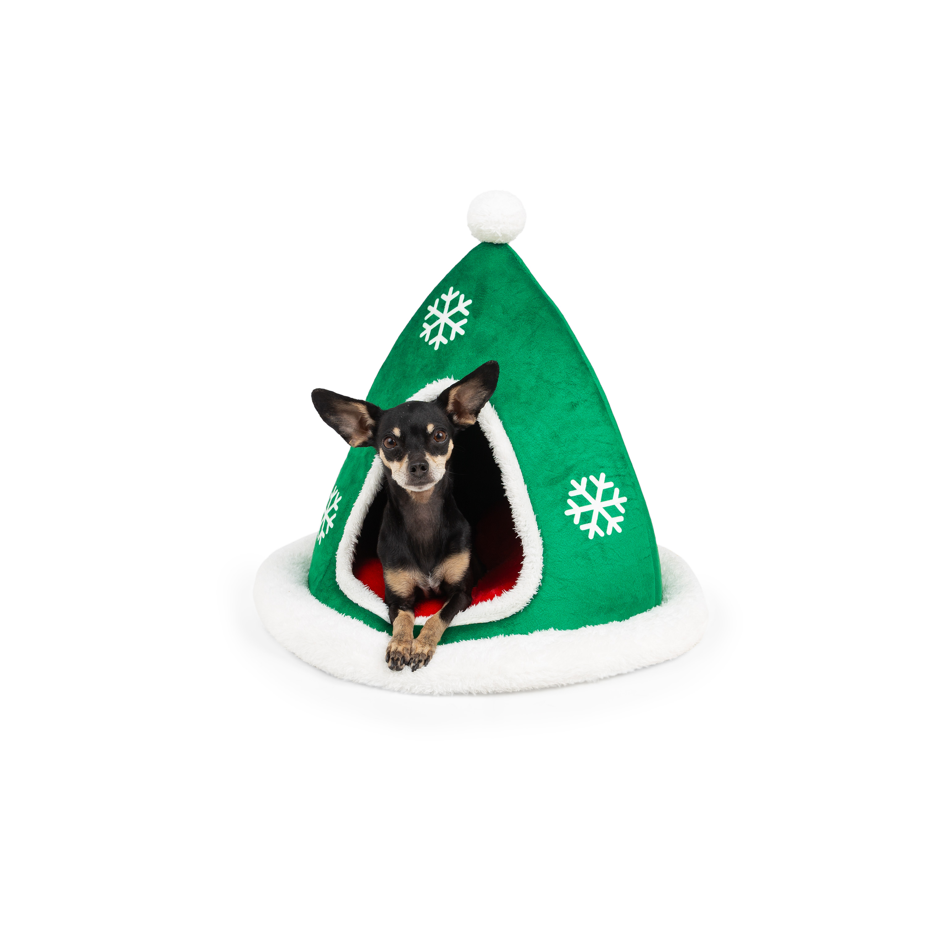One Paw, Lit à Thème de Noël pour Petits Chiens et Chats, Design Chapeau de Lutin