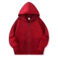thumbnail image 1 of Milgrthf Unisexe Garçons Filles Chandails d'Automne Sport Décontracté Manches Longues Fermeture Éclair Complète Mignon Col Ras du Cou Basique Couleur Unie Chandails à Capuchon Chandail avec Poche Bourgogne 2-3 Ans, 1 of 5