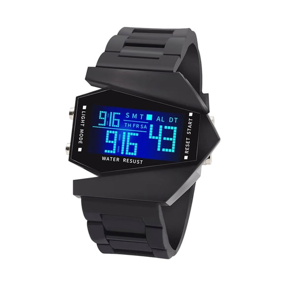Wdhugt Creative Luminous Airplane Shape Led Watch With Multi Color Light Effects Adjustable Strap For Men Women Kids Sports Black Black