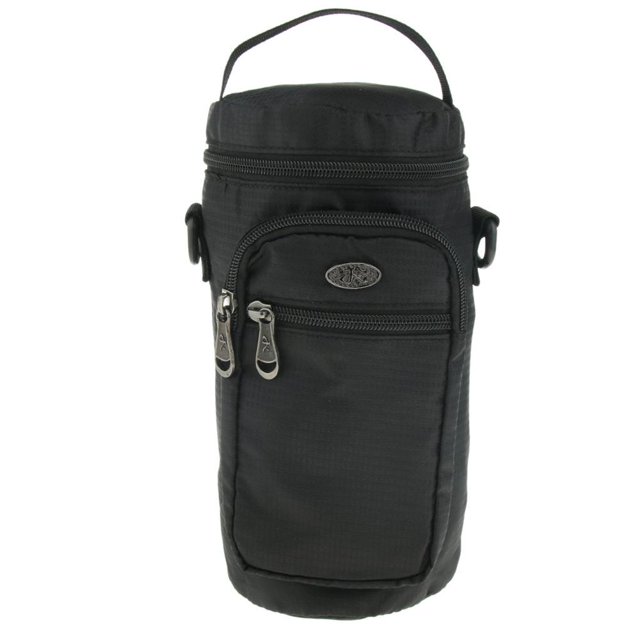Porte-bouteille avec 3 Poches et Bandoulière Réglable - Vert