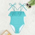thumbnail image 2 of WEIYLL One Piece Swimsuit Girls 1Pc Bikini Color Floral Print Rash Guard Beach Pool Sky Blue Bathing Suit for 18-24 Months, 2 of 4