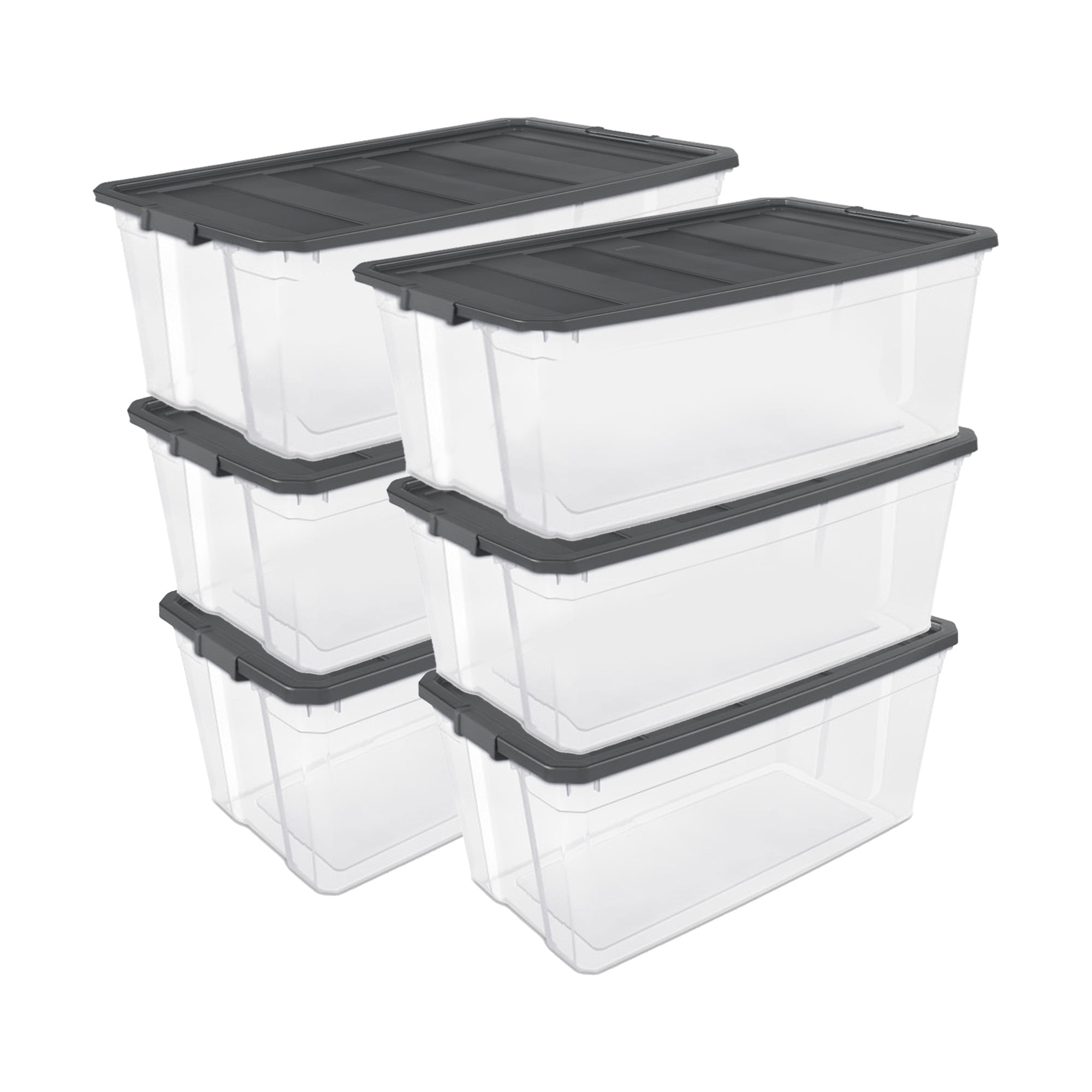 Sterilite Boîte de Rangement Transparente Empilable à Loquet de 200 Pintes, Lot de 6