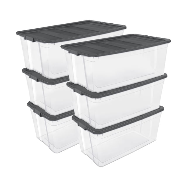 Sterilite Boîte de Rangement Transparente Empilable à Loquet de 200 Pintes, Lot de 6