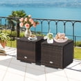thumbnail image 2 of Costway Pouf de Patio en Rotin 2 Pcs Table d'Appoint Coffre de Rangement Repose-Pieds Blanc Cassé, 2 of 10