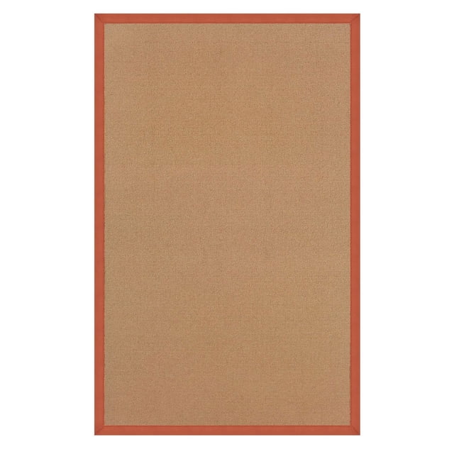 Athena Tapis de 5 Pieds x 8 Pieds en Liège et Orange Brûlé avec une surface en Laine Naturelle Couleur Liège et une Reliure en Coton Orange Brûlé, Tufté et Cousu à la Main aux É.-U. avec Coins à Mi-Cuisses, Convient pour Superposer dans un décor Transitionnel Ou pour Définir de Petits Espaces de Vie.