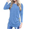 thumbnail image 1 of Timegard Hauts pour Femmes Col Ras du Cou Manches Longues Boutonné Couleur Unie Blouse Confortable Automne Chic Décontracté Tunique Hauts, 1 of 6
